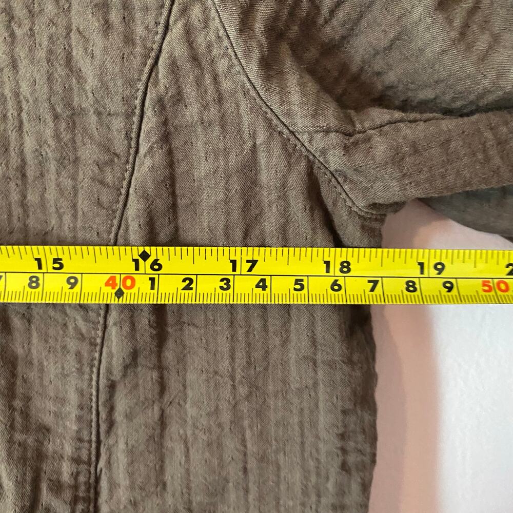 Eileen Fisher Brown Button Down Jacket Textured Layer Cotton Stand Collar XS - Picture 7 of 10